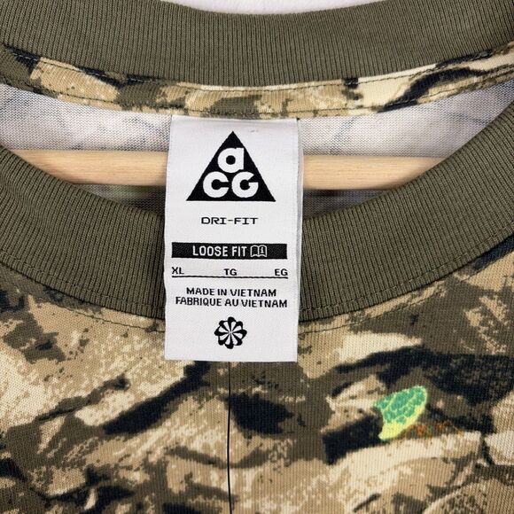 Nike ACG Dri-FIT Leaf Camo Loose Fit Shirt Men's size XL Olive HJ0794-222 NWT - Picture 5 of 7